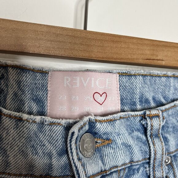 Revice Straight Leg High Rise Raw Hem Jeans Women’s 26 Light Wash - Picture 5 of 8